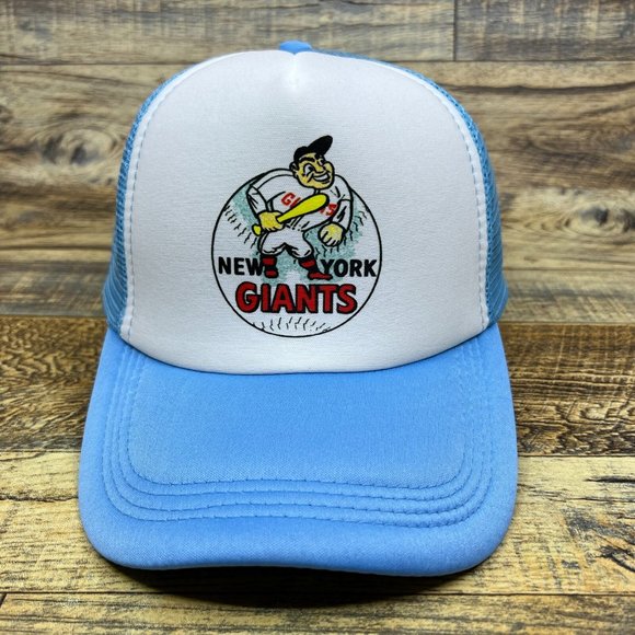 Retro New York Giants Mens Trucker Hat Blue Snapback 50s Vintage Logo Baseball - Picture 2 of 8